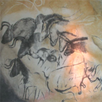 Painting from the Chauvet cave, replica in the Brno museum Anthropos. 31,000 years old art, probably Aurignacien.